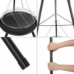 Cellista Statief BBQ Grill - Houtskool Grillset - Kampvuur BBQ - Vuurkorf met Hangend Grillrooster - Verstelbare Hoogte - 52 cm — thumbnail 2