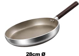 Cheffinger, Anti-aanbakkoekenpan 28 cm, geschikt voor inductie, met handvat in houtlook, Zilver — thumbnail 3