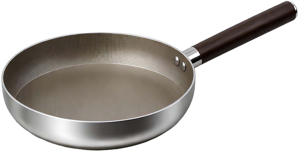 Cheffinger, Anti-aanbakkoekenpan 20 cm, geschikt voor inductie, met handvat in houtlook, Zilver — afbeelding 1