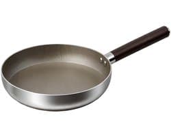 Cheffinger, Anti-aanbakkoekenpan 20 cm, geschikt voor inductie, met handvat in houtlook, Zilver