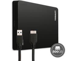 VisiQuality High-Speed Externe Harde Schijf 500 GB - Draagbare Harde Schijf USB 3.0 - Voor Windows & Mac - Geschikt voor Gameconsoles - Compact - Met handleiding - Zwart