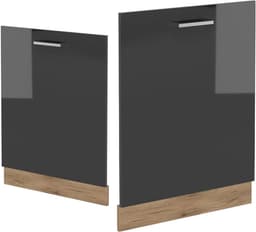 Vaatwasserfrontpaneel - Deurpaneel Vaatwasser - Keuken Integratie - R-Line Stijl - 60 cm breed - Antraciet Hoogglans — thumbnail 5