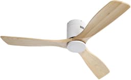 Re-purelife® grote plafondventilator met licht voor woonkamer, eetkamer of ruime slaapkamer | ventilator met Metal & Wood | afstandsbediening, 6 snelheden en winterstand | 18W LED | rustige moderne uitstraling wit 132 × 132 × 24 cm — thumbnail 3