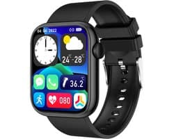 Cinturio Prestige Smartwatch Heren en Dames - Stappenteller - Bluetooth Bellen - Hartslagmeter - Slaapmonitor - 100+ Sportmodi - IP67 - iOS & Android - Zwart