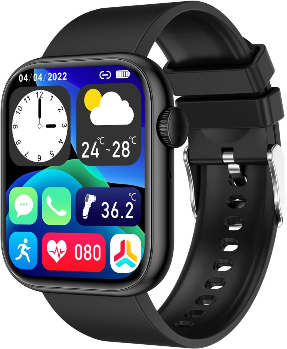 Cinturio Prestige Smartwatch Heren en Dames - Stappenteller - Bluetooth Bellen - Hartslagmeter - Slaapmonitor - 100+ Sportmodi - IP67 - iOS & Android - Zwart — afbeelding 1