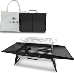 opvouwbare draagbare houtskoolgrill, compacte buitenbarbecue, ideaal voor kamperen, picknicks, tuinfeesten en strandfeesten, zwart, max. 51 x 35 cm — thumbnail 1