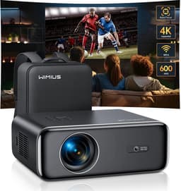 Wimius - Beamer - Projector Beamer - Projector 4k - 1080P - Automatische focus - met WiFi 6 en Bluetooth 5.2 - 600ANSI - Buiten- en thuisprojector - Zwart — thumbnail 2
