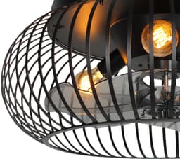 Plafondventilator | 50 cm | plafond ventilatoren | 3 lichts | LED | zwart | kunststof rotan | moderne functionele design verlichting — thumbnail 4