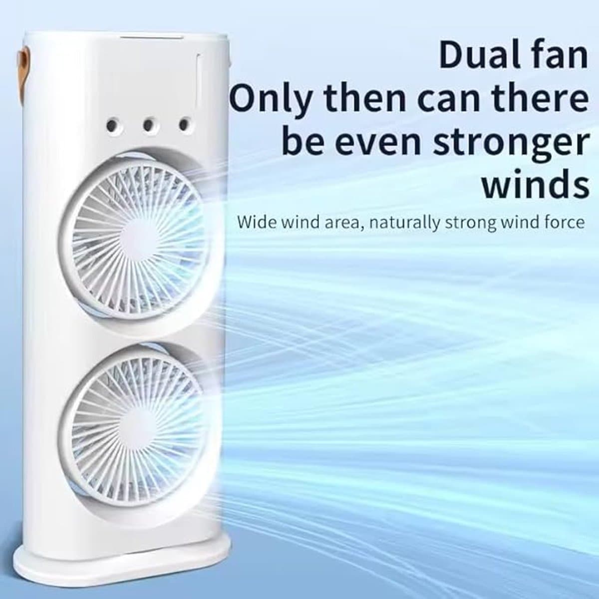 Draagbare desktop radiator met afstandsbediening en dubbele ventilator, mini-ventilator met drie gaten voor ijsnevel en dubbele kop, oplaadbare afstandsbediening met snoer, stille USB-watervernevelaar met gekleurde lichtventilator, kleine radiator. — afbeelding 1
