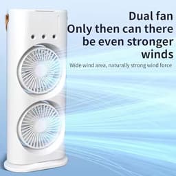 Draagbare desktop radiator met afstandsbediening en dubbele ventilator, mini-ventilator met drie gaten voor ijsnevel en dubbele kop, oplaadbare afstandsbediening met snoer, stille USB-watervernevelaar met gekleurde lichtventilator, kleine radiator. — thumbnail 1