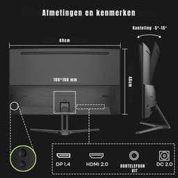 YOR® Gaming Monitor 240hz - Gaming Monitor - Zwart - ‎‎20cm x 62cm x 46cm — thumbnail 2