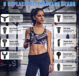 Cotsoco Massageapparaat Deep Tissue - Spiermassageapparaat met 9 Opzetstukken, 20 Snelheden & Stille Brushless Motor - Handheld Percussie Massager voor Rug, Nek & Spierherstel - Zwart — thumbnail 2