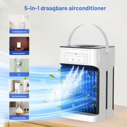 Thuys - Mobiele Airco Zonder Afvoer - Mobiele Airco Zonder Slang - Ventilator Met 3 Snelheden - Aircooler - Mobiele Airco Voor Slaapkamer – 7 LED kleuren - Compact Ontwerp – Wit — thumbnail 2