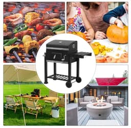 Houtskool barbecue - Grilloppervlak 28x41.7 - met verstelbaar kolenrek - gietijzeren rooster - zwart — thumbnail 2