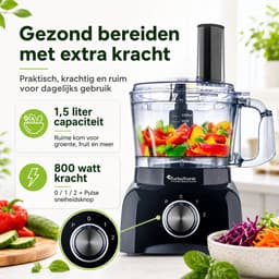 TurboTronic FP800 Foodprocessor - Keukenmachine - 1.2 Liter - 800W - Zwart — thumbnail 5