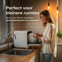 Skoov Mini Vaatwasser met waterreservoir - 3 couverts - 7 wasprogramma's - Kleine smalle vrijstaande afwasmachine - Camping - Wit — thumbnail 4
