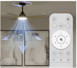 Philips Olas Ventilator met LED lamp - Diameter: 106cm - Instelbaar wit licht van 3000K tot 6500K - Dimbaar tot 5% - Inclusief afstandsbediening - 2650 Lumen - Zwart/Hout — thumbnail 4