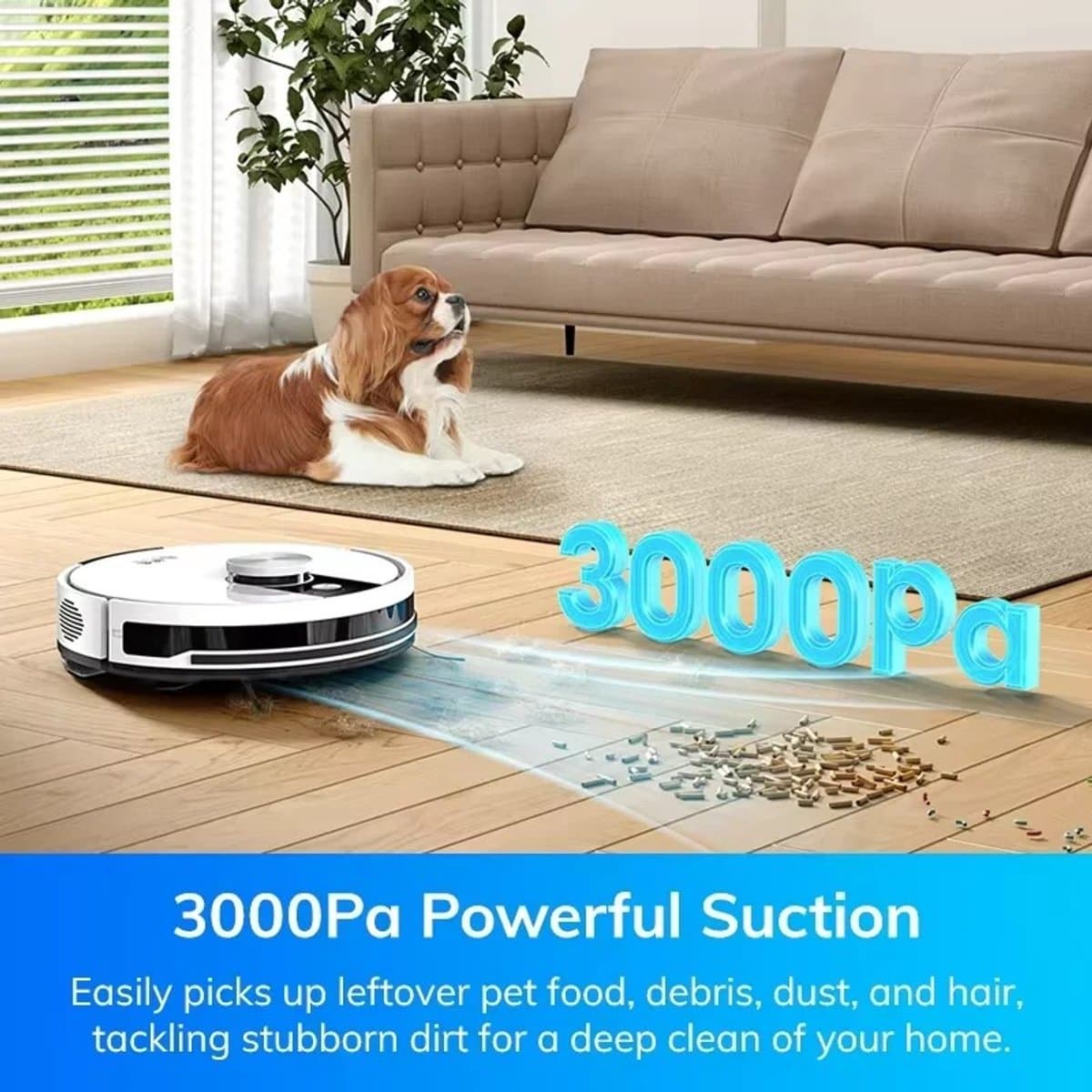 Innovastore Robotstofzuiger - Stofzuiger - Dweilfunctie - met Leegstation - 3000PA zuigkracht - 31.5x31.5x9.9cm -Wit — afbeelding 1