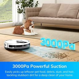 Innovastore Robotstofzuiger - Stofzuiger - Dweilfunctie - met Leegstation - 3000PA zuigkracht - 31.5x31.5x9.9cm -Wit — thumbnail 1