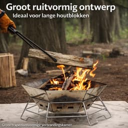 Meedeer Campinghoutkachel-Opvouwbare buitenkachel-draagbare-Ruitvormig barbecue-Camping Kooktoestel-RVS-Hittebestendig-voor vreugdevuur en picknick — thumbnail 4