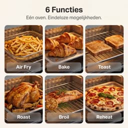 Safecourt 6-in-1 Airfyer oven - 100% PFAS-vrij - 6 programma’s - 80 tot 230 graden - Airfryer, bakken, roosteren, toasten, grillen & opwarmen - Zwart — thumbnail 5