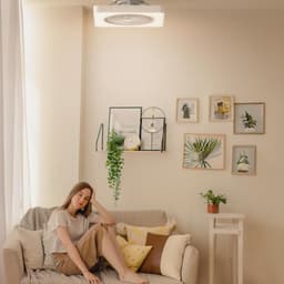 Plafondventilator - Ventilator met licht - Zomerse koelte - Verborgen vleugels - Tot 16 m² - Wit — thumbnail 4