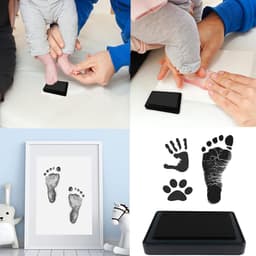 Set voor hand- en voetafdrukken – Herbruikbaar inktkussen – Afdrukset voor huisdieren – Afdrukset voor baby's – Inktkussen voor kinderen – Inktkussen voor vinger- en voetafdrukken – Inkt voor hand- en voetafdrukken – Voetafdruk – Inktkussen – 9x6x2cm — thumbnail 2