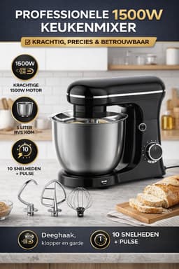 Jurrys Keukenmachine - Keukenmixer - Foodprocessor - Krachtig - Multifunctioneel - Inclusief accessoires - Zwart - Maat 32x29x24cm — thumbnail 5