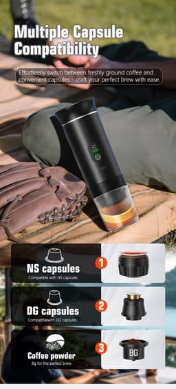 Brewezza Portable Koffiezetapparaat – Tijdelijk Aanbod - Compact & Lichtgewicht – USB Oplaadbaar – Ideaal voor Reizen & Outdoor — thumbnail 4