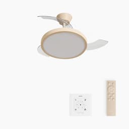 CREATE - Plafondventilator 40W stil met intrekbare bladen met licht - Ø91cm - Zand - Controller voor wandmontage + afstandsbediening - WIND CLEAR STUDIO — thumbnail 1