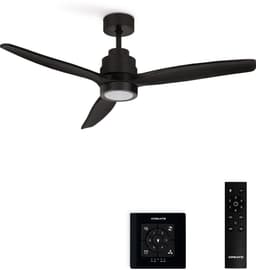 CREATE - Plafondventilator 40W silent 100% hout - Zwart - Ø112cm - Met licht - Controller voor wandmontage + afstandsbediening - WIND STYLANCE — thumbnail 1