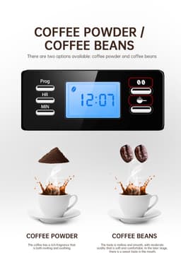 Volautomatische 2-in-1 Koffiemachine Espresso-Koffiemachine - Filterkoffie - Elektrische Koffiemolen - LED-display - Automatische Warmhoudfunctie — thumbnail 3