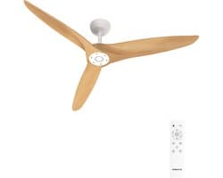 CREATE - Plafondventilator 40W stil Ø152 cm 100% hout - Wit / Licht hout - Geen licht - WIND CENTURY