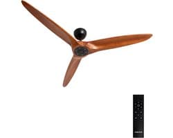 CREATE - Plafondventilator 40W stil Ø152 cm 100% hout - Zwart / Donker hout - Geen licht - WIND CENTURY