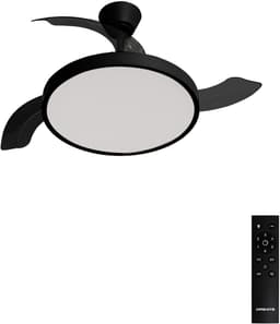 CREATE - Plafondventilator 40W stil met intrekbare bladen met licht - Ø108cm - Zwart - Ffstandsbediening - WIND CLEAR STUDIO — thumbnail 1