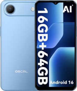 OSCAL FLAT 3C Smartphone - 4G Dual SIM - 16GB RAM - 64GB ROM - 6,56 inch - Android 16 Telefoon - 5000mAh 336Uren - 32MP - GPS - Blauw — thumbnail 1