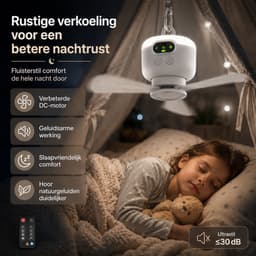 MUPOO Draadloze Plafondventilator camper met LED lamp & Afstandsbediening - 8000mAh Oplaadbaar - 4 Snelheden -Timer -Stille Motor & Afneembare Bladen - Ø27cm - Voor Camping, Tent, Caravan, Slaapkamer, Tuin, RV & Overkapping — thumbnail 3