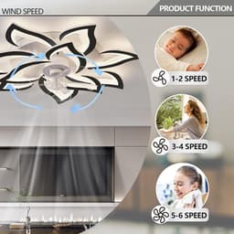 10 Sterren Ventilator Lamp - Plafondventilator - Zwart - Smart Lamp - Met Dimmer - 3 Standen Ventilator - Keuken Lamp - Woonkamerlamp - Moderne lamp — thumbnail 4