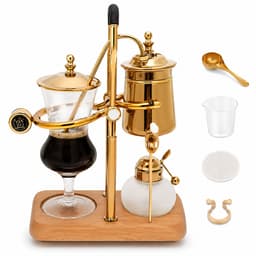 CINK Brew® Siphon Koffiezetapparaat 400ml – Vintage Vacuum Coffee Maker – Luxe Barista Coffee Brewer met Alcoholbrander – Goud — thumbnail 1