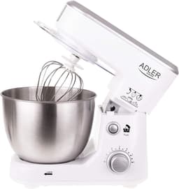 Keukenmachine 4 Liter, 1000W, 6 Snelheden, Planeetbeweging, Roestvrijstaal Kom, Met Accessoires (Kneedhaak, Roerhaak, Garde) - Voor Brood, Pasta, Slagroom — thumbnail 3