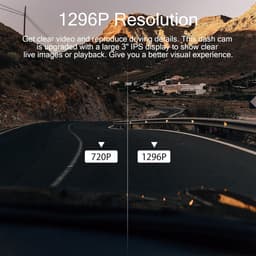 1296P Dash Cam voor en achter dubbele lens Dashcam WiFi GPS in auto camera Dashboard Camera met 64 GB SD-kaart, nachtzicht, Full HD, Loop opname, 140 groothoek, APP-bediening, 3 inch IPS-scherm, Max — thumbnail 2