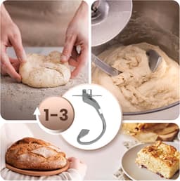 Keukenmachine 1400W - Mixer apparaat - Bakken en koken - 6 snelheden - 6 Liter kom - Zwart zilver — thumbnail 5
