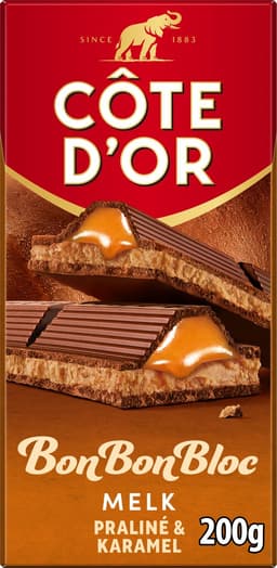Côte d'Or BonBonBloc Chocoladereep Melk Praliné & Karamel 8 x 200g - Chocolade Tabletten - Cadeau vrouwen of mannen verjaardag - Voorraad — thumbnail 5