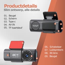 Neotex® Dashcam Auto 4K/1080P Dual Lens – Voor- en Achtercamera, Nachtzicht, G-Sensor, WiFi, Parkmodus — thumbnail 2