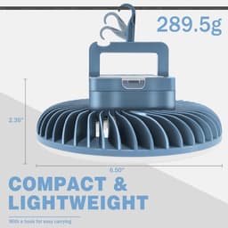 Kampeerfan - LED Campinglamp - Draagbare Ventilator Lamp - USB - Tentkoeling - Campingverlichting - Outdoor kampeeraccessoires - Plafondventilator met verlichting - Geschikt voor buitenactiviteiten, kamperen, kantoor en andere gelegenheden - Blauw — thumbnail 3
