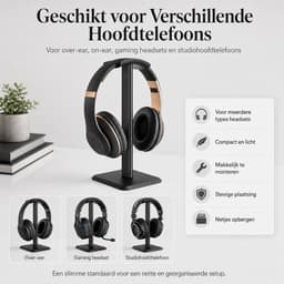 Koptelefoon Standaard - Universele Houder - Demonteerbaar - zwart — thumbnail 3