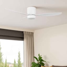 Plafondventilator Brezza Ø 132 cm met verlichting wit – stille ventilator 2026 – top kwaliteit - energie zuinig – met remote - ventilator voor laag plafond - 6 snelheden - warm wit licht - 3 step DIM systeem - zomer en winter stand – witte ventilator — thumbnail 3
