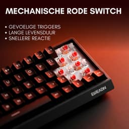 EWEADN DK63 Draadloos & Bedraad Mechanisch Gaming Toetsenbord 60% – RGB Toetsenbord – Rode Switches – Compact Mini Toetsenbord – Anti-Ghosting – Zwart — thumbnail 3