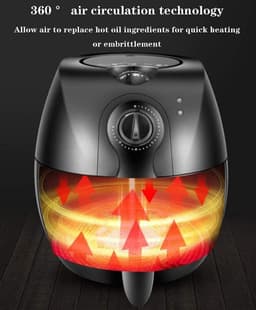 Heteluchtoven - Airfryer Frituurpan - Gezond Koken - Snelle Luchtcirculatie - 1500W - Zwart — thumbnail 2
