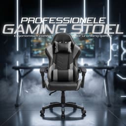Gaming Stoel – Comfortabele Gamer Chair – Zwart/Grijs – Verstelbaar — thumbnail 2